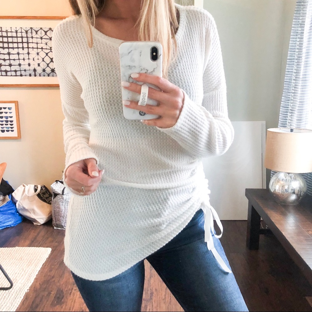 Cream Thermal Top w/ Cinched Hem